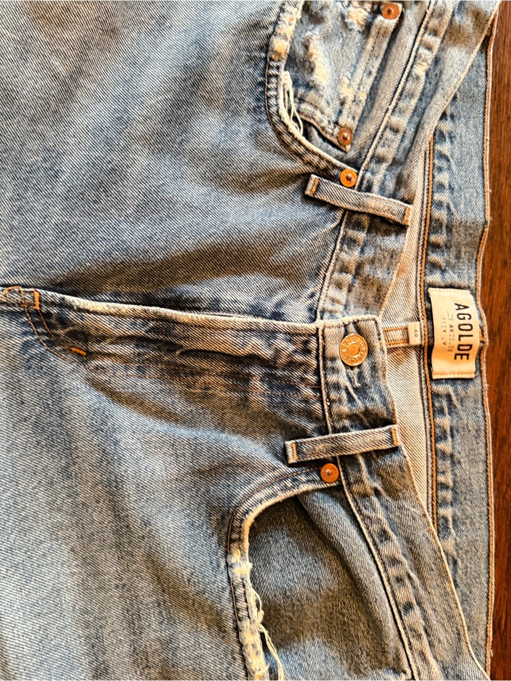 Agolde Faded Light Blue High-Rise Denim Jeans